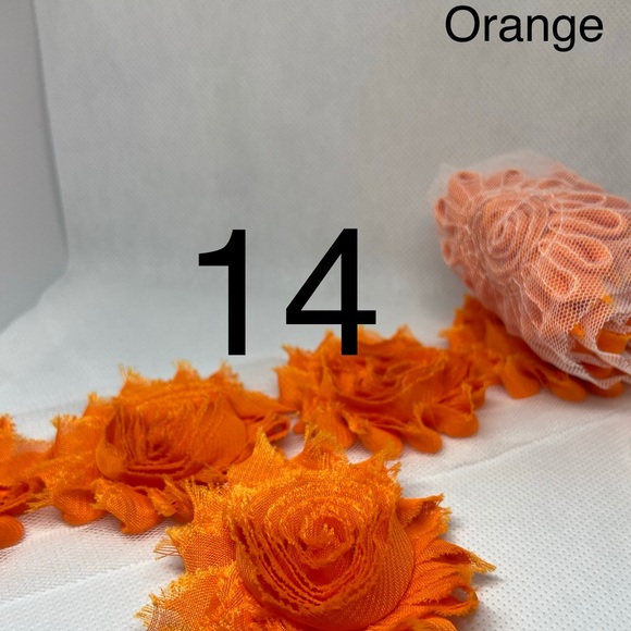 Lot of 14 Orange shabby flowers headbands DIY NEW - Picture 1 of 3